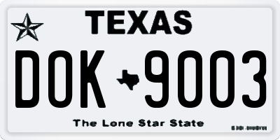 TX license plate DOK9003