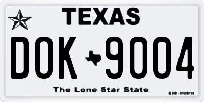 TX license plate DOK9004