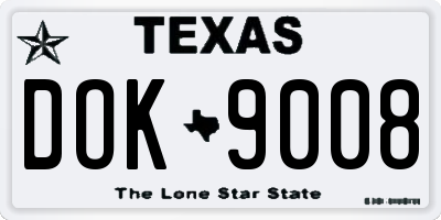 TX license plate DOK9008