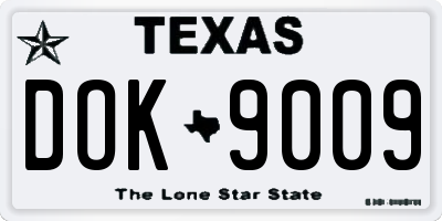 TX license plate DOK9009
