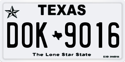 TX license plate DOK9016