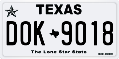 TX license plate DOK9018