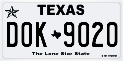 TX license plate DOK9020