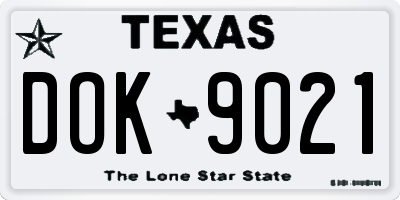 TX license plate DOK9021