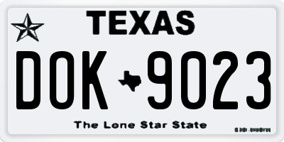 TX license plate DOK9023
