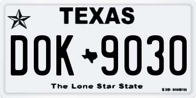 TX license plate DOK9030