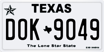 TX license plate DOK9049