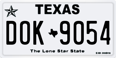 TX license plate DOK9054