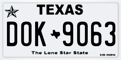 TX license plate DOK9063