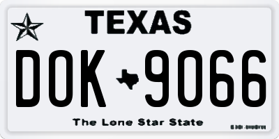 TX license plate DOK9066