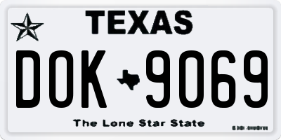 TX license plate DOK9069