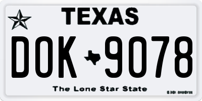 TX license plate DOK9078