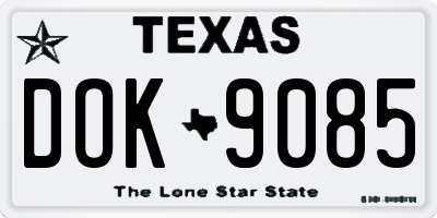 TX license plate DOK9085