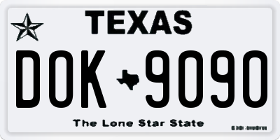 TX license plate DOK9090