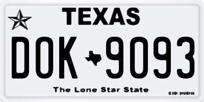 TX license plate DOK9093
