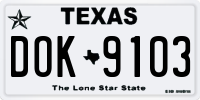 TX license plate DOK9103