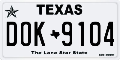 TX license plate DOK9104