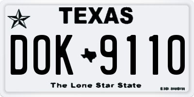 TX license plate DOK9110