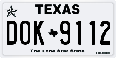 TX license plate DOK9112