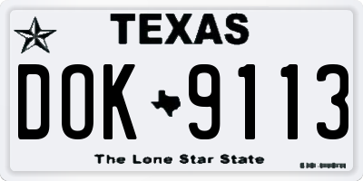 TX license plate DOK9113