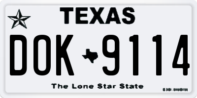 TX license plate DOK9114