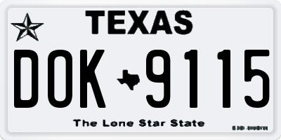 TX license plate DOK9115