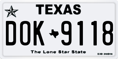 TX license plate DOK9118