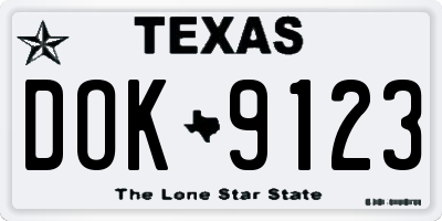 TX license plate DOK9123