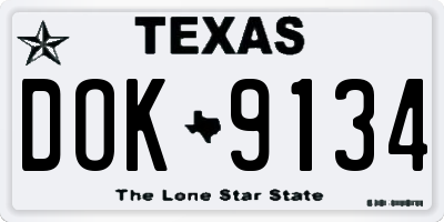 TX license plate DOK9134
