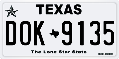 TX license plate DOK9135