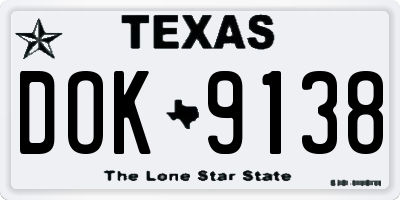 TX license plate DOK9138