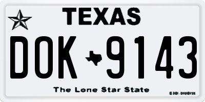 TX license plate DOK9143