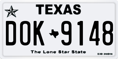 TX license plate DOK9148