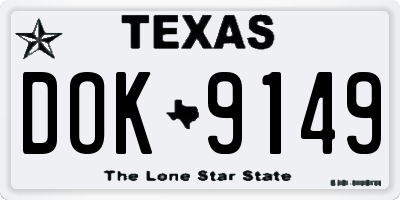 TX license plate DOK9149
