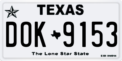 TX license plate DOK9153