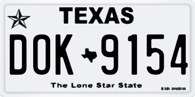 TX license plate DOK9154