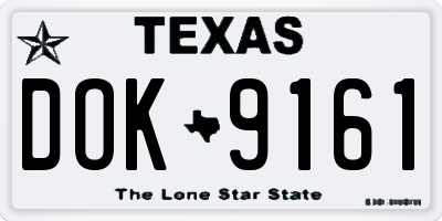 TX license plate DOK9161