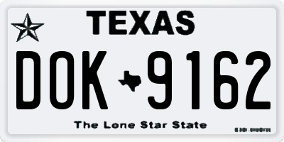 TX license plate DOK9162