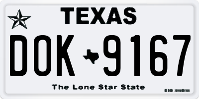 TX license plate DOK9167