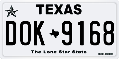 TX license plate DOK9168
