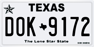 TX license plate DOK9172