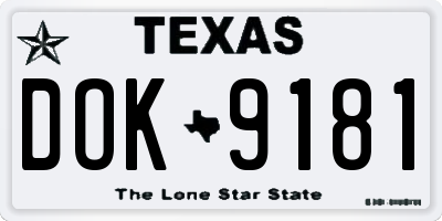 TX license plate DOK9181