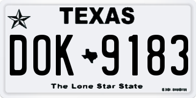 TX license plate DOK9183