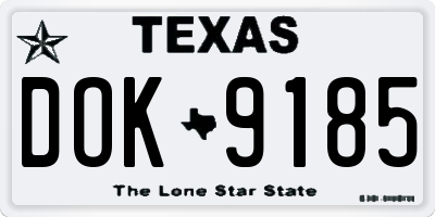 TX license plate DOK9185