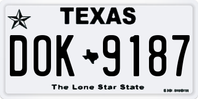 TX license plate DOK9187