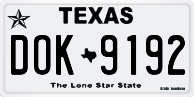 TX license plate DOK9192