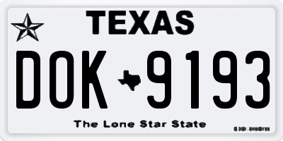 TX license plate DOK9193