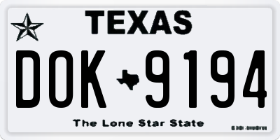 TX license plate DOK9194