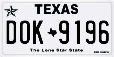 TX license plate DOK9196