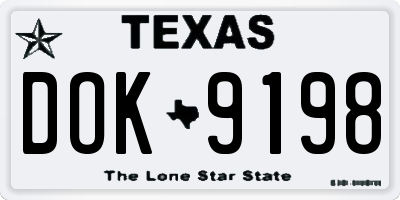 TX license plate DOK9198